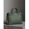 Burberry The Medium Banner in Leather and House Check Dark Bottle Green