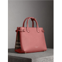 Burberry The Medium Banner in Leather and House Check mauve Pink Burberry - 1