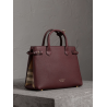 Burberry The Medium Banner in Leather and House Check Mahogany Red