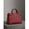 Burberry The Medium Banner in Leather and House Check Russet Red