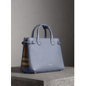 Burberry The Medium Banner in Leather and House Check Slate Blue Burberry - 1