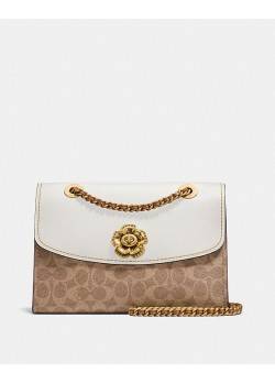 Coach Parker In Signature Canvas With Tea Rose Turnlock CHALK/BRAS Coach - 3