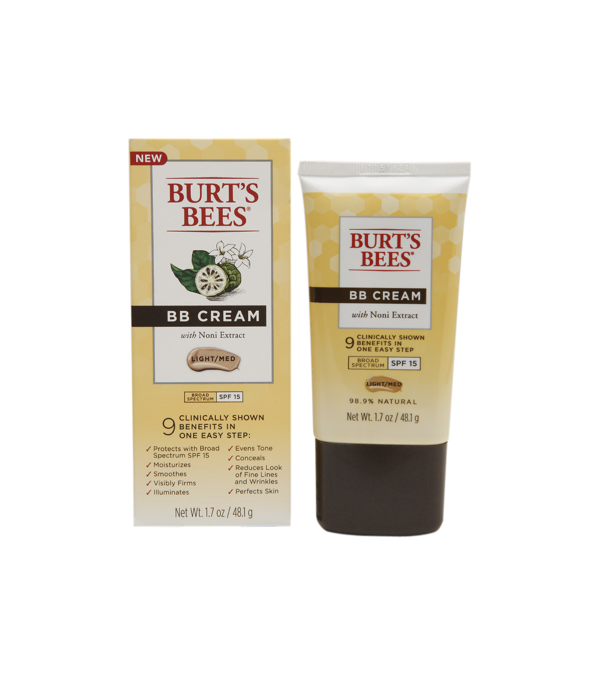 Burt's BB Cream with Noni Extract SPF 15,Light