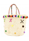Sensi Studio Pom Straw Tote Natural Multicolor Women Bags  - 3