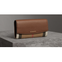 House Check And Leather Continental Wallet Burberry - 3