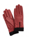 Charter Club Charter Club Leather Gloves Port Red Black Medium  - 1