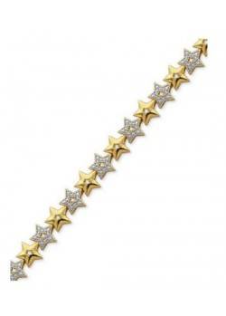 PRIME ART & JEWEL Diamond Accent Star Link Bracelet in Silver-Plated 18K  - 1