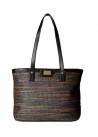 Calvin Klein Womens Combo Straw Tote Brown