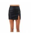 True Religion Faux Vegan Leather Mini Skirt Efob Oxidized Black L  - 2