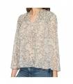 Lucky Brand Womens Beaded Floral Peasant Top Large  - 1