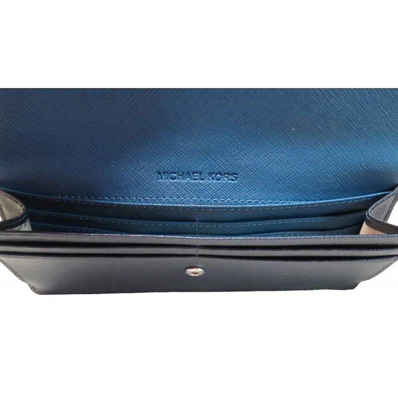Jet set leather wallet Michael Kors Blue in Leather - 20487040