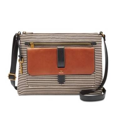 Fossil Kinley Large Stripe Crossbody TealBrownGold