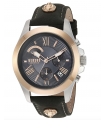 Versus by Versace Men's Chrono Lion Extension Gold Quartz Watch with Leather Calfskin Strap, Grey, 125