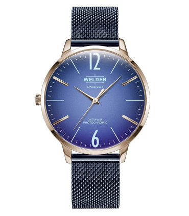 WELDER Women's Slim Blue Stainless Steel Mesh Bracelet Watch 36mm