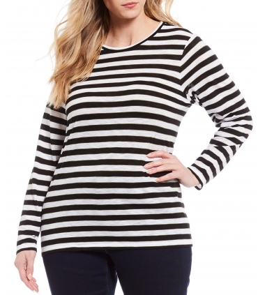 Michael Kors Plus Size Striped Crewneck T-Shirt 2x