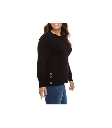3X Michael Kors Plus Size Side-Snap Crewneck Sweater