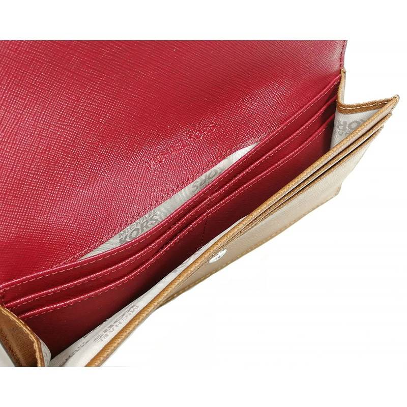 Michael Kors Jet Set Travel Flat Saffiano Leather Wallet Luggage/Cherry