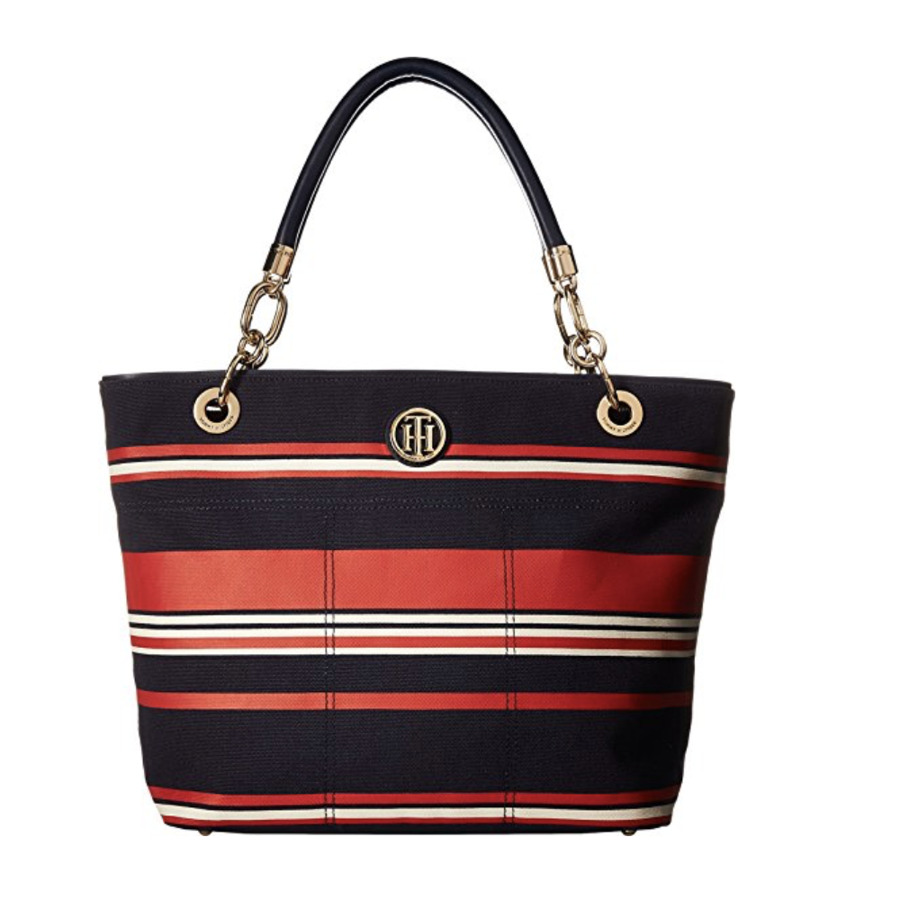 Tommy Hilfiger Womens Signature Canvas Top Zip Tote